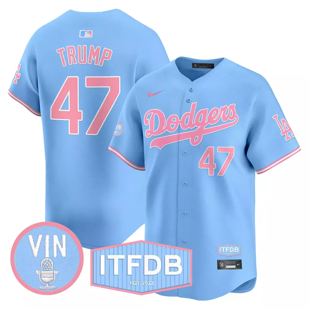 Donald Trump 47 Dodgers Jersey Light Blue Vin Itfdb Men Pink Unisex Vapor Premier