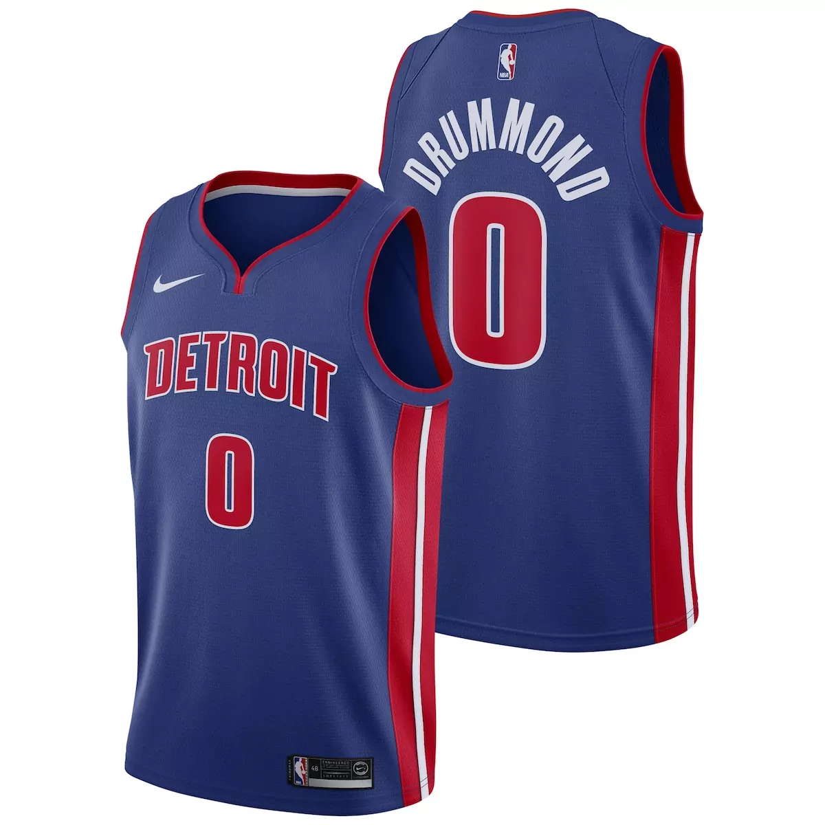 Andre Drummond Detroit Pistons Jersey Blue Men Red White Icon