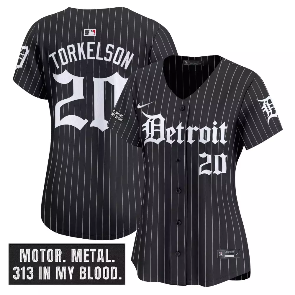 Spencer Torkelson 20 Jersey Black Detroit Tigers Women Button-up White Vapor Embroidered