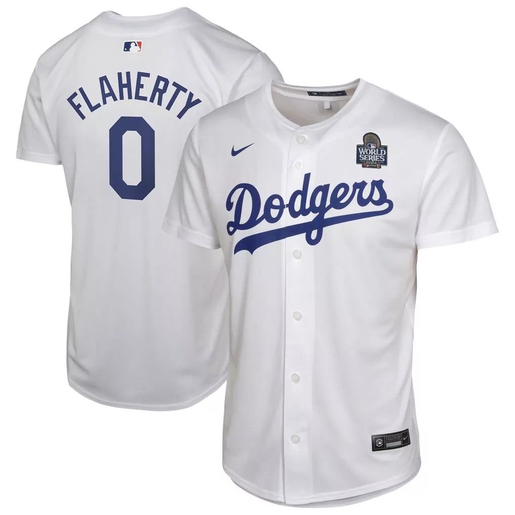 Jack Flaherty Dodgers Jersey White World Series Men Blue Home Game