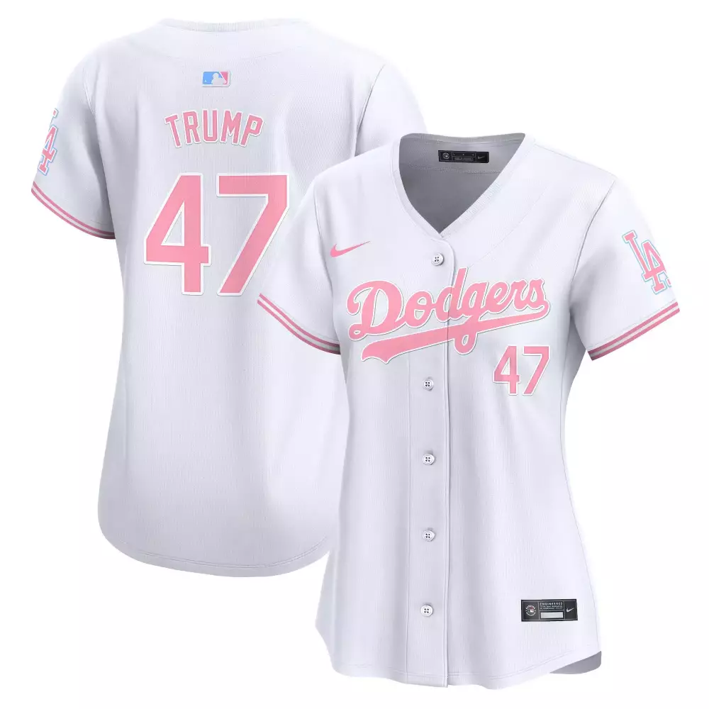 Donald Trump 47 Dodgers Jersey White Women Pink Light Blue Vapor Premier Limited