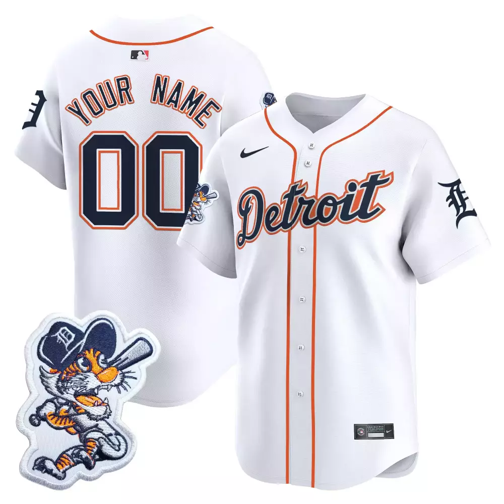 Custom Detroit Tigers Jersey White Navy Orange