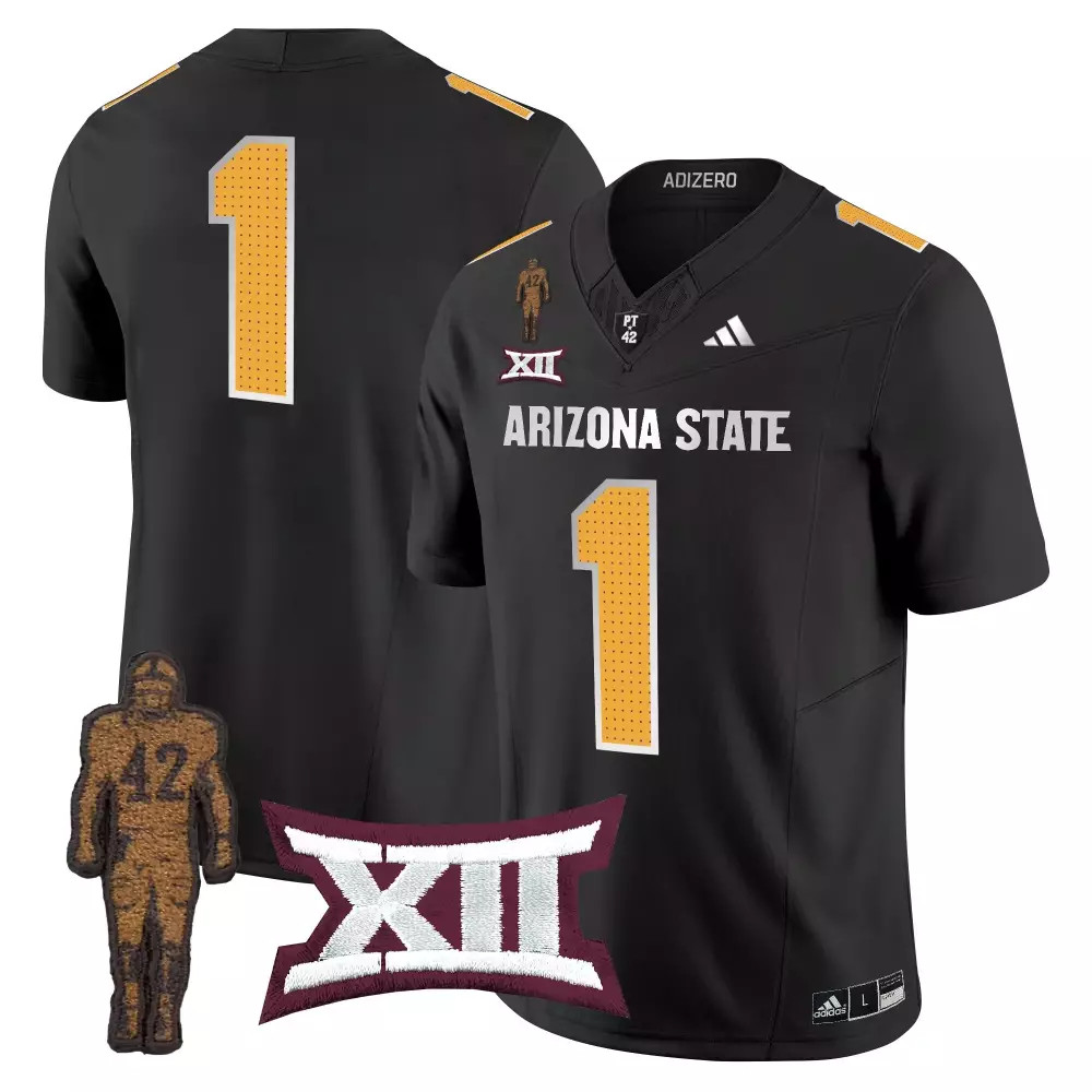 State Sun 1 Jersey Black Arizona Devils Pat Tillman Memorial Men Maroon Gold Stitched