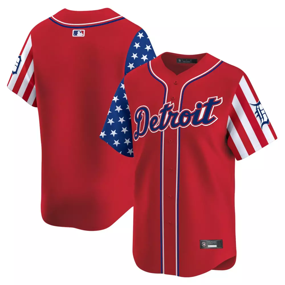 Detroit Tigers Jersey Red City Connect Men Split Custom Design White Blue Vapor Stitched