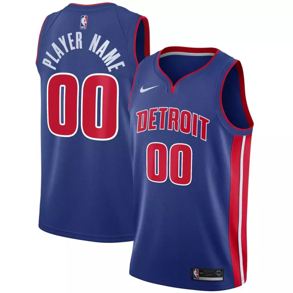 Detroit Pistons Jersey Royal Blue Men Red White Swingman Custom Icon