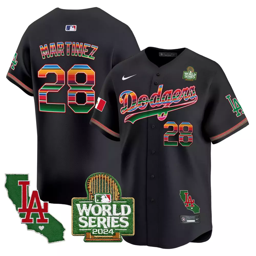 Jd Martinez 28 Dodgers Jersey Black Cinco De Mayo World Series 2024 LA Men Alternate