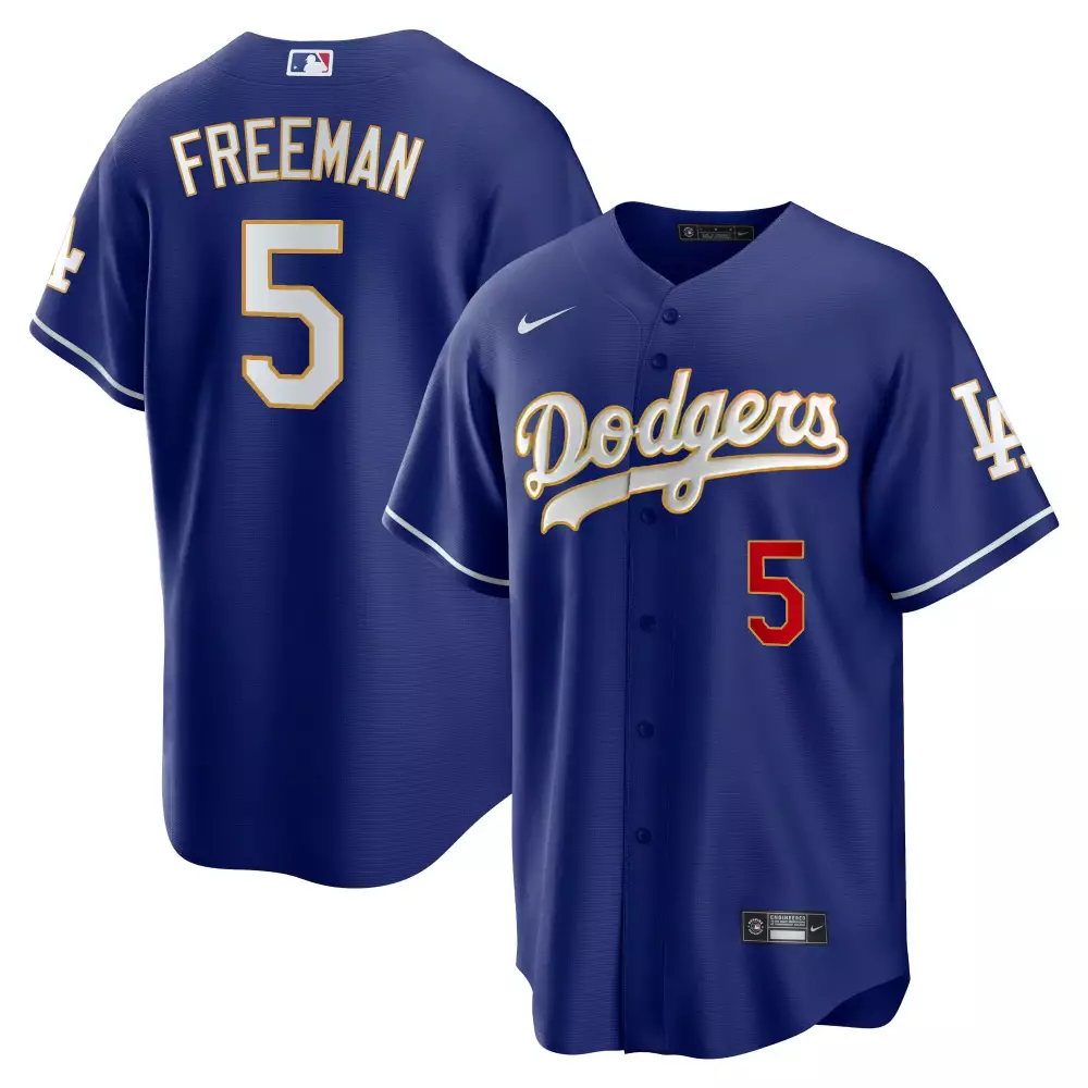 Freddie Freeman 5 Dodgers Jersey Blue Men White Red Cool Base All Stitched