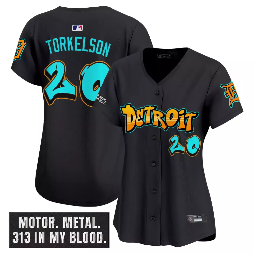 Spencer Torkelson 20 Jersey Black Detroit Tigers Men Orange Teal Vapor