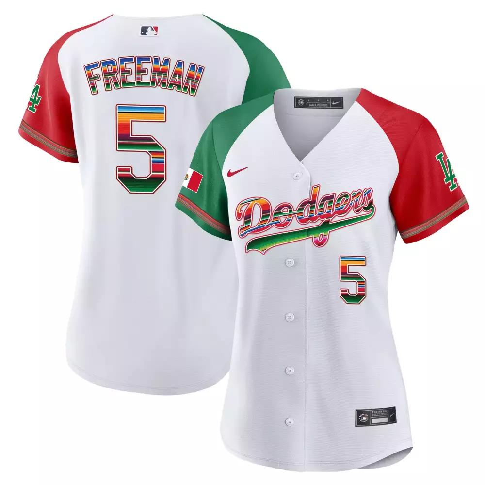 Freeman Mexico 5 Dodgers Jersey White Los Angeles City Connect Flag Men Split Custom Design