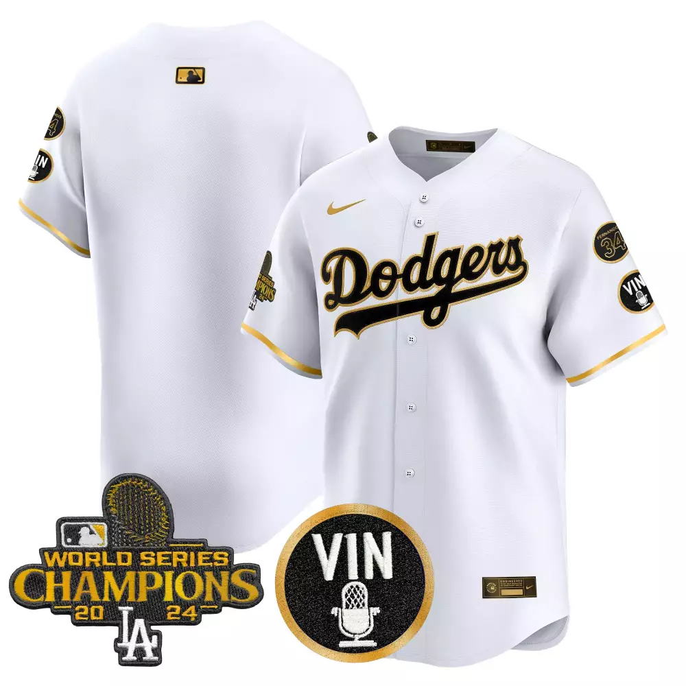 Fernandez 34 Dodgers Jersey White World Series Champions 2024 Vin Men Black Gold