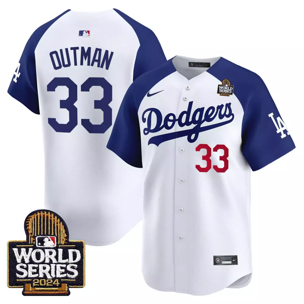 James Outman 33 Dodgers Jersey White World Series 2024 Men Blue Red Alternate Vapor