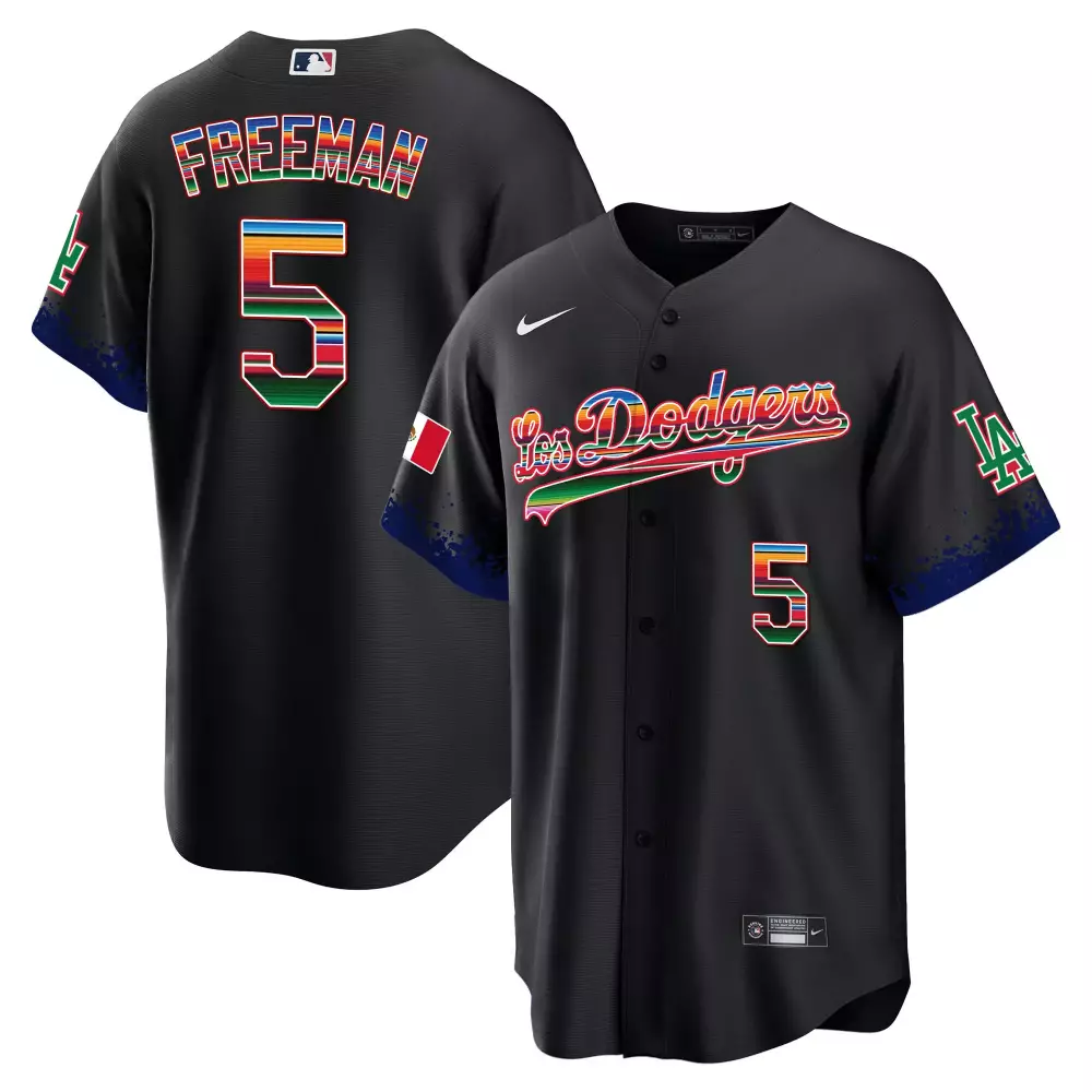 Freddie Freeman 5 Jersey Black Los Angeles Dodgers Hispanic Heritage Mexico Flag