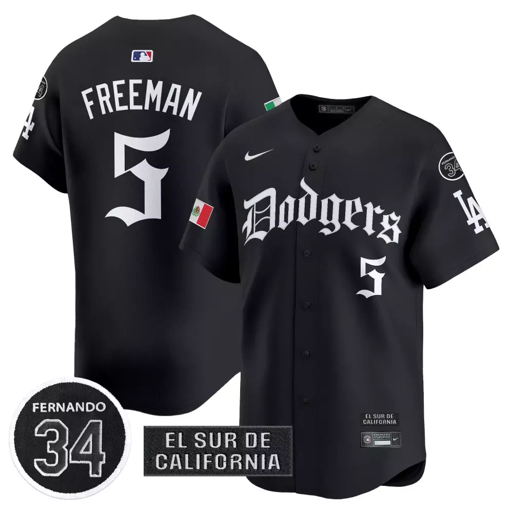 Tejanos El 5 Dodgers Jersey Black City Connect Mexico Flag Sur De California 2023
