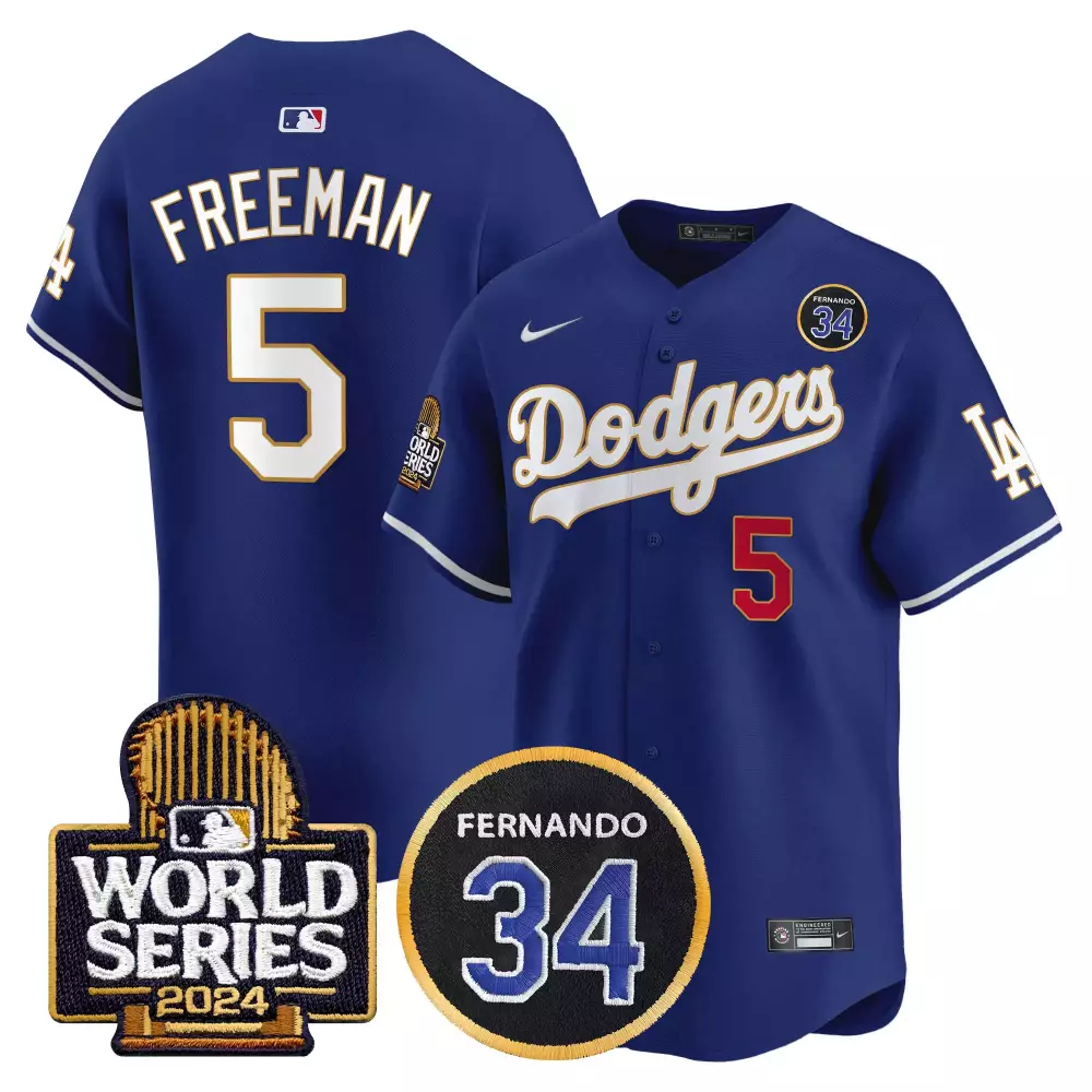 Freddie Freeman 5 Dodgers Jersey Blue World Series 2024 Fernando 34 Men White Red