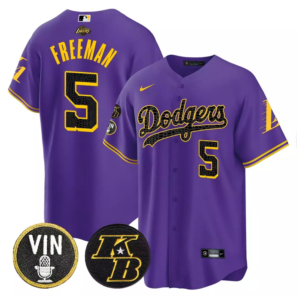 Freddie Freeman 5 Dodgers Jersey Purple City Connect Vin LA Kb 2023 Men Yellow Black