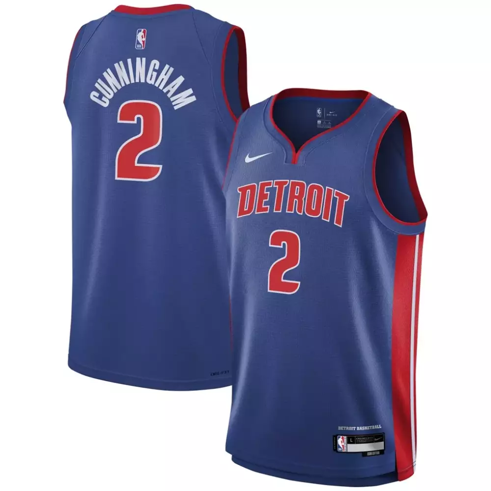 Cade Cunningham 2 Detroit Pistons Jersey Blue Men Red White Swingman Icon