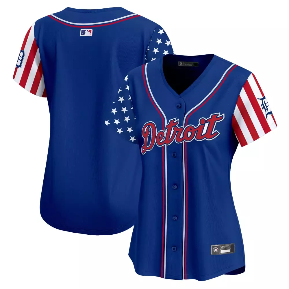 Custom Detroit Tigers Jersey Royal Blue Women Alternate Design White Red Vapor Premier