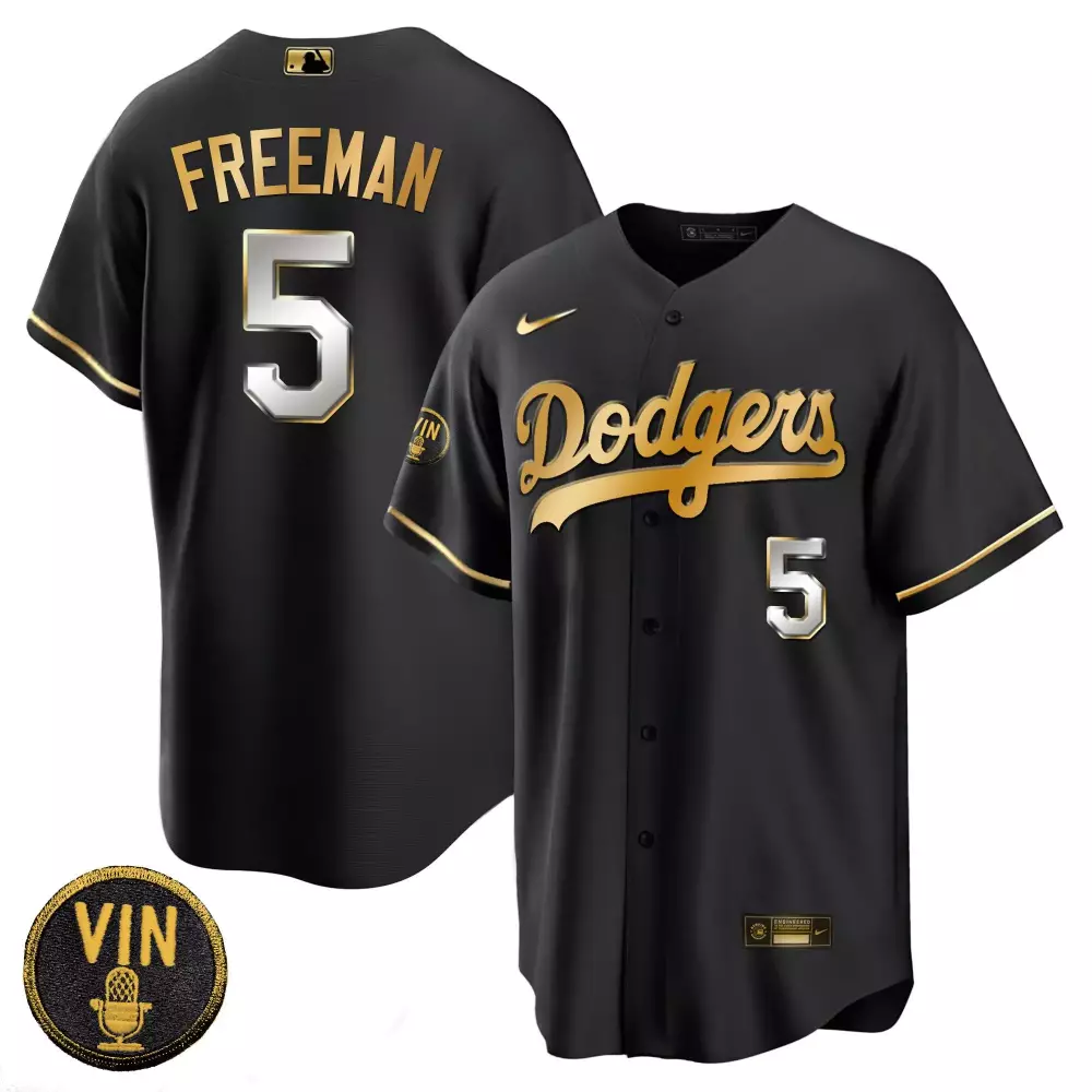 Bryant Vin 5 Dodgers Jersey Black Men Gold Silver All Stitched Vapor