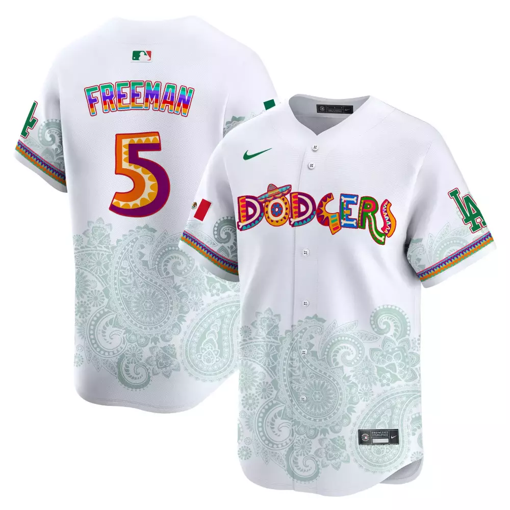 Freddie Freeman 5 Dodgers Jersey White Cinco De Mayo Mexican Flag LA Men Split Custom Design