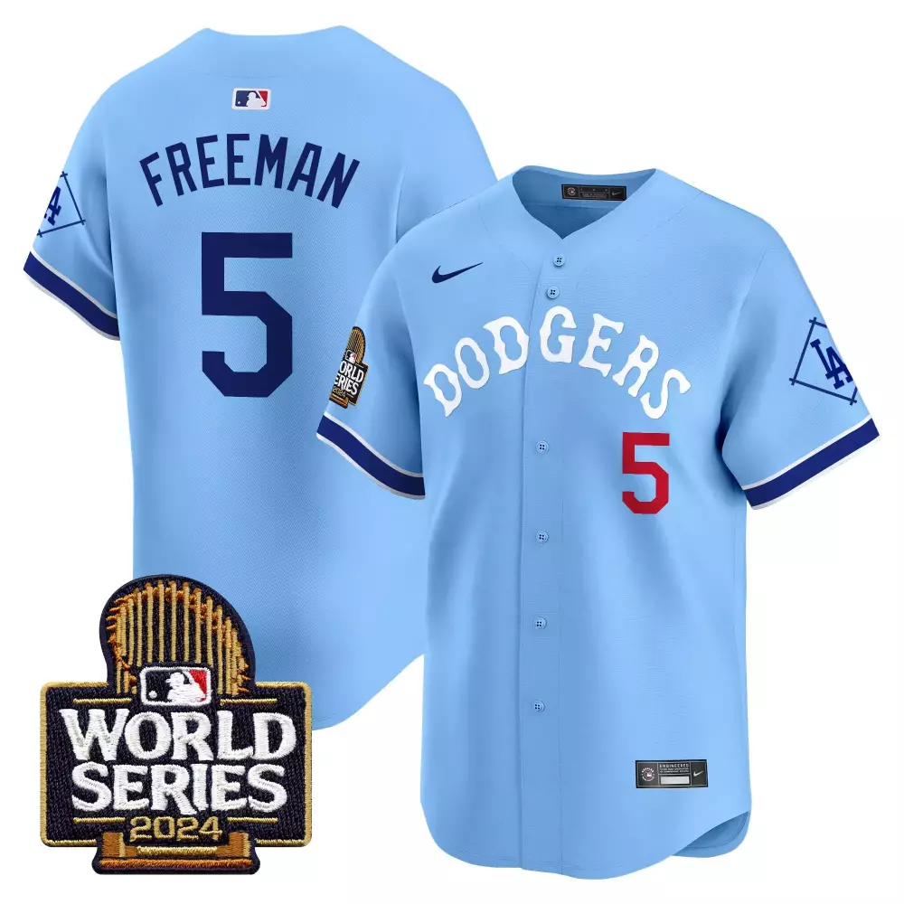 Freddie Freeman 5 Jersey Light Blue World Series Los Angeles Dodgers 2024 Men White
