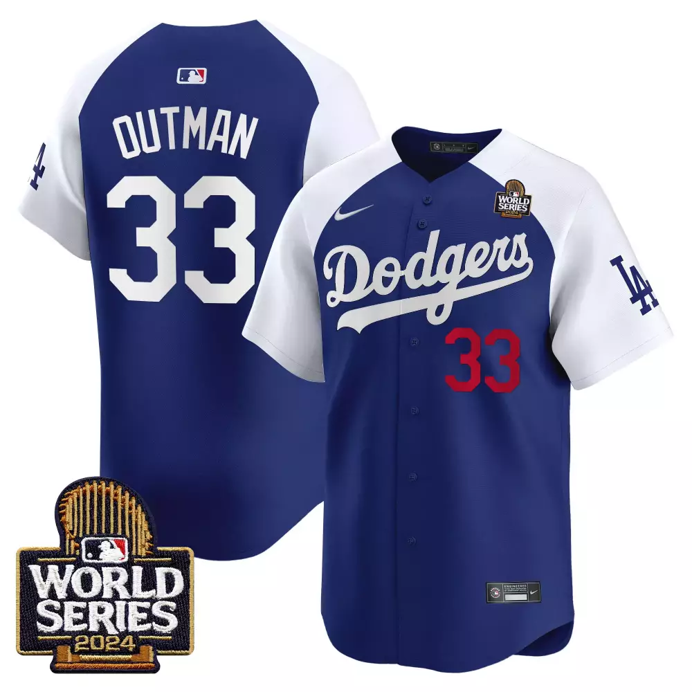 James Outman 33 Dodgers Jersey Royal Blue World Series 2024 Men White Alternate Vapor