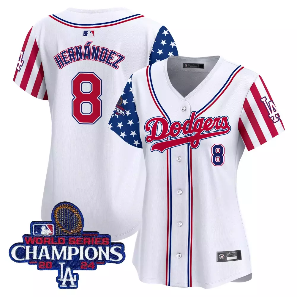Teoscar Hernandez 8 Dodgers Jersey White World Series Champions 2024 Women Split Design