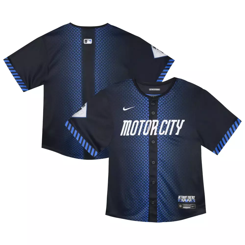 Motor City Detroit Tigers Jersey Black Connect Men Split Design Blue All Stitched