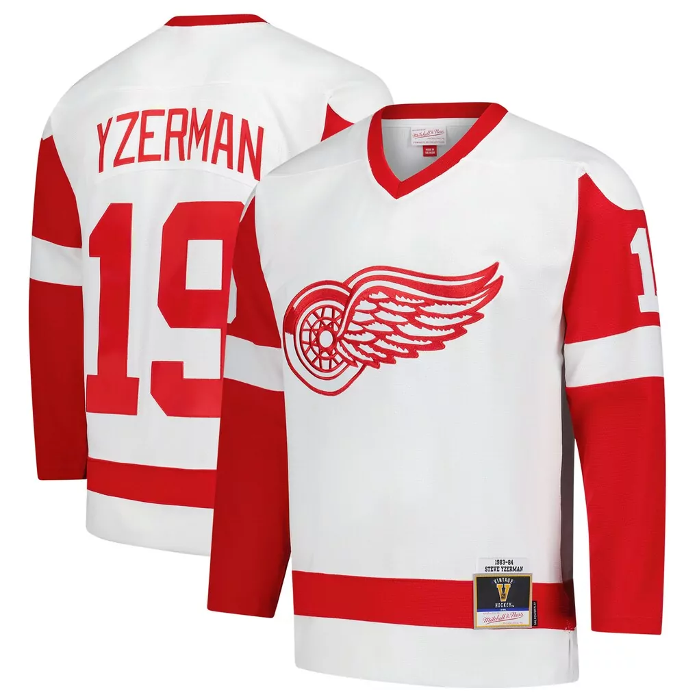 Steve Yzerman 19 Jersey White Vintage Detroit Red Wings 1983-84 Hockey 1983 Men