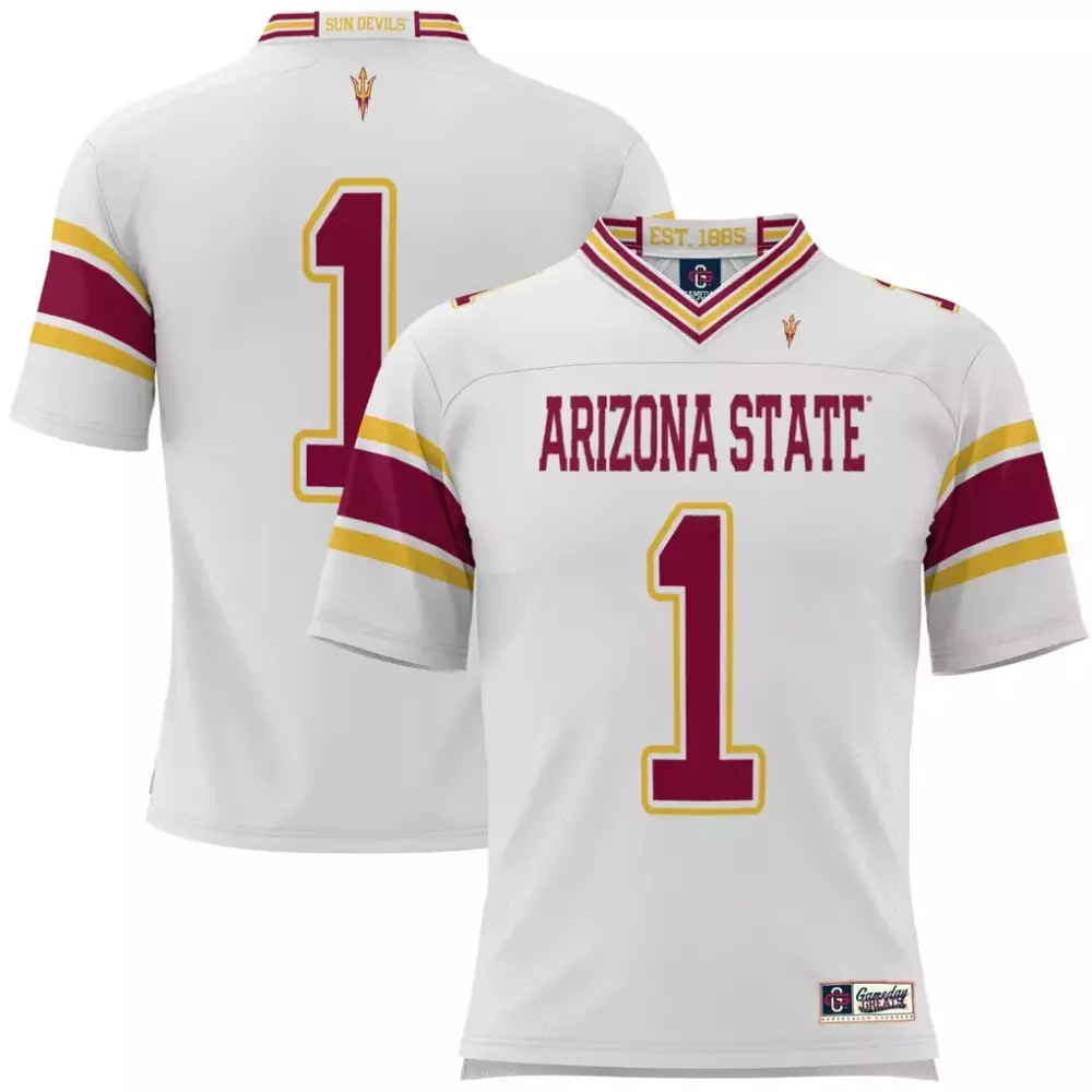 Custom Arizona State Sun Devils 1 Jersey White Maroon Gold Gameday