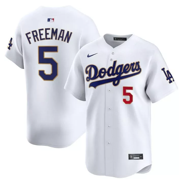 Freddie Freeman 5 Dodgers Jersey White Men Blue Red Gold Vapor Premier Limited