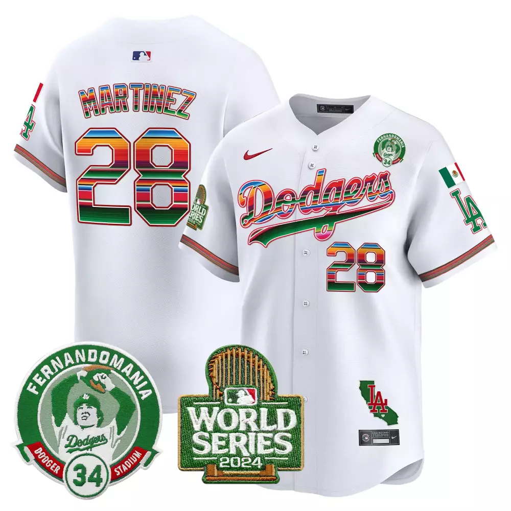Jd Martinez 28 Dodgers Jersey White Fernandomania Dodger Stadium 34 World Series 2024