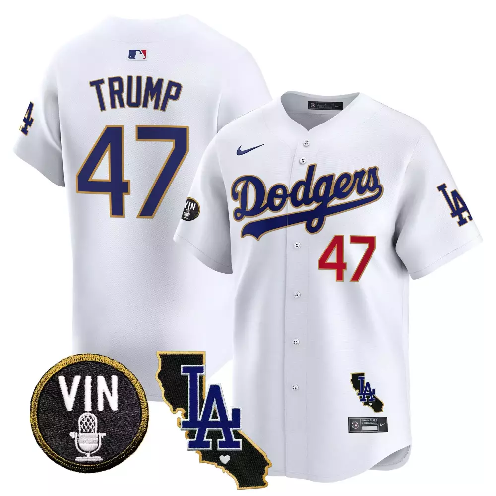 Donald Trump 47 Dodgers Jersey White Vin California LA Men Blue Red Vapor Premier