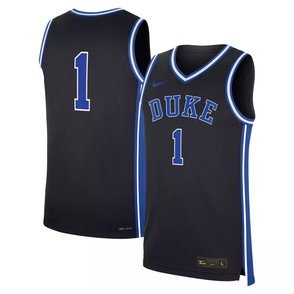 Custom Duke 1 Jersey Black Men Blue White All Stitched Vapor