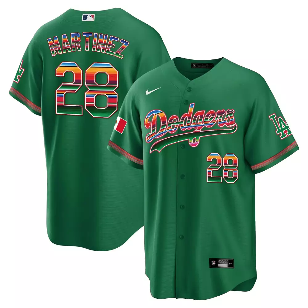 Jd Martinez 28 Dodgers Jersey Green Men Custom Design Red Yellow Blue White Cool