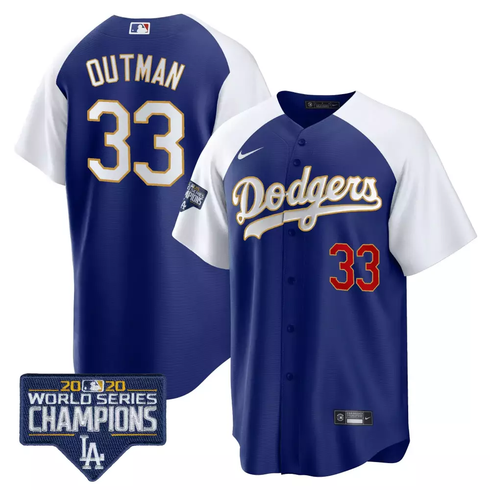 James Outman 33 Dodgers Jersey Blue 2020 World Series Champions Men White Alternate