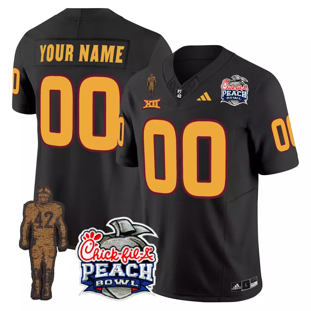 Custom Iowa State Cyclones Jersey Black Peach Bowl Chick-fil-a Big 2023 Men Cardinal