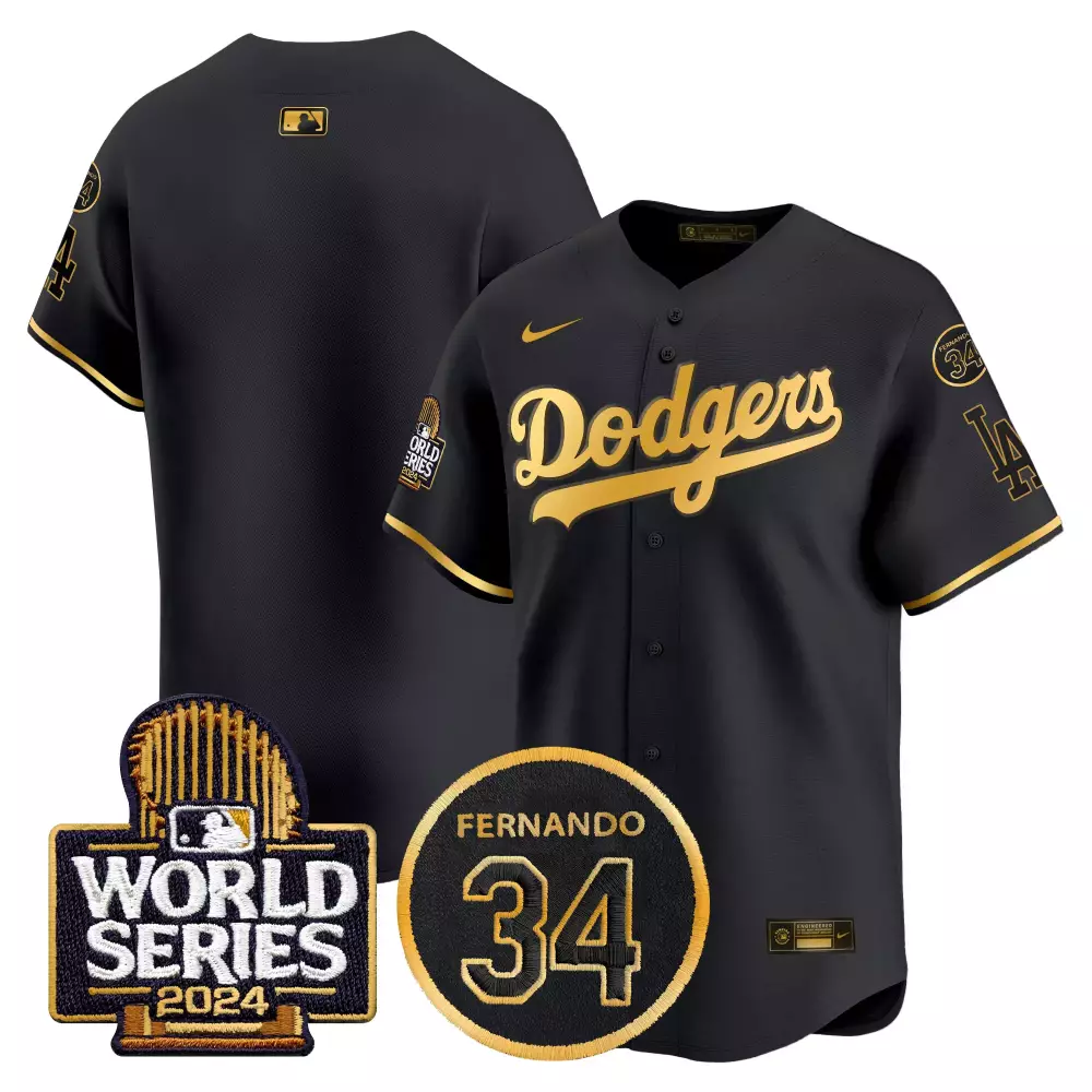 Fernando Stit 34 Dodgers Jersey Black World Series 2024 Men Gold Vapor Premier Limited