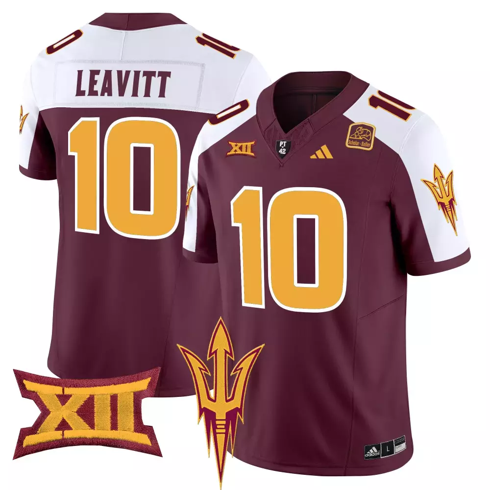 Leavitt State 10 Jersey Maroon Arizona Sun Devils Devil Men Yellow White Vapor Stitched