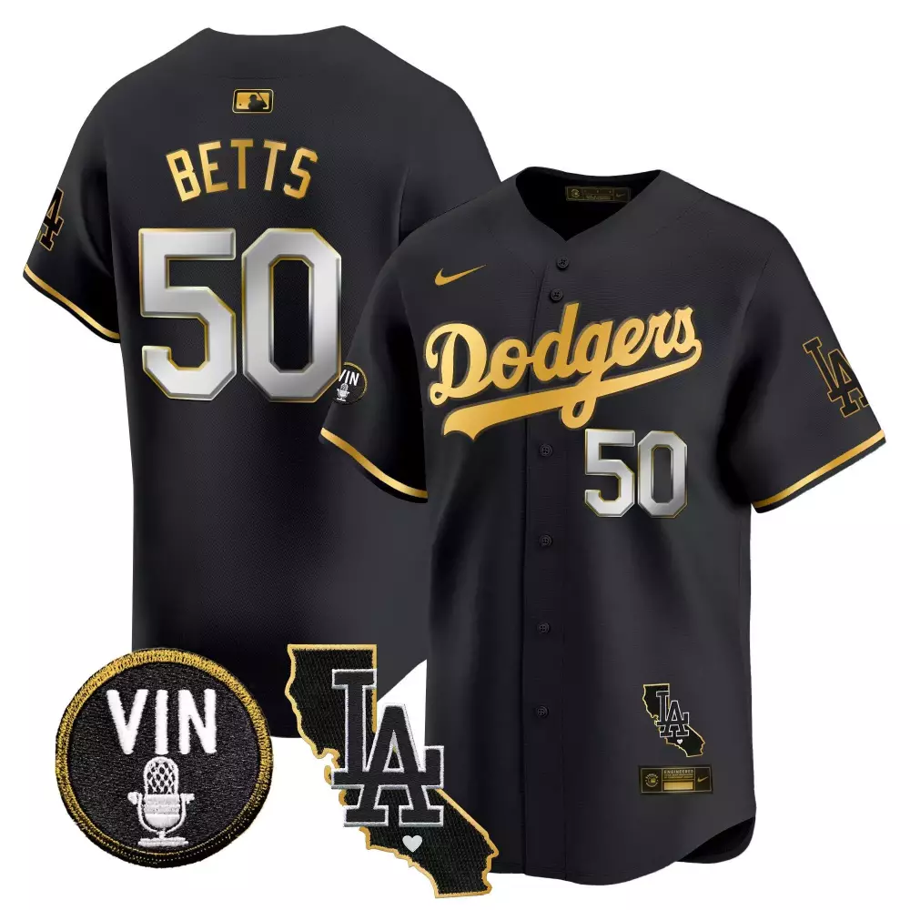 Mookie Betts 50 Dodgers Jersey Black City Connect Vin Men Gold Silver Vapor Premier