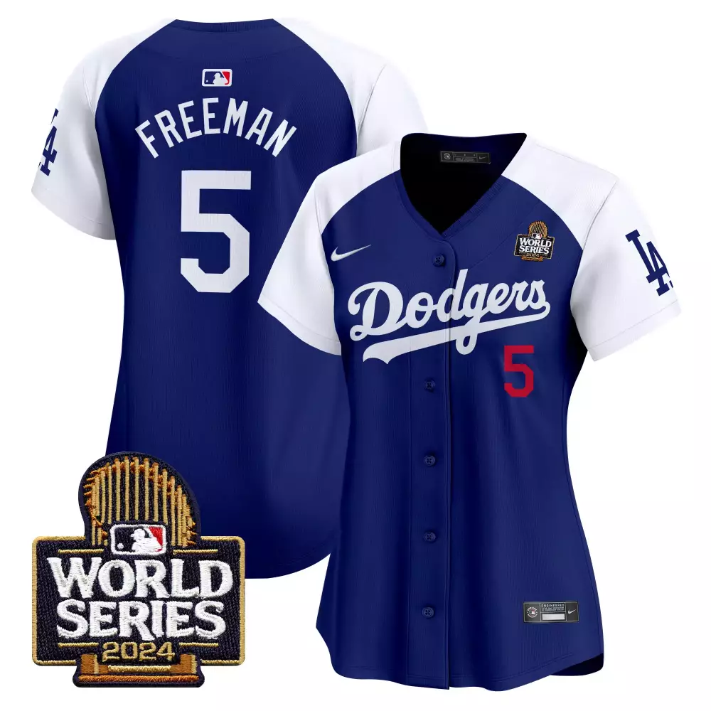 Freddie Freeman 5 Dodgers Jersey Blue World Series 2024 Women White Alternate Vapor