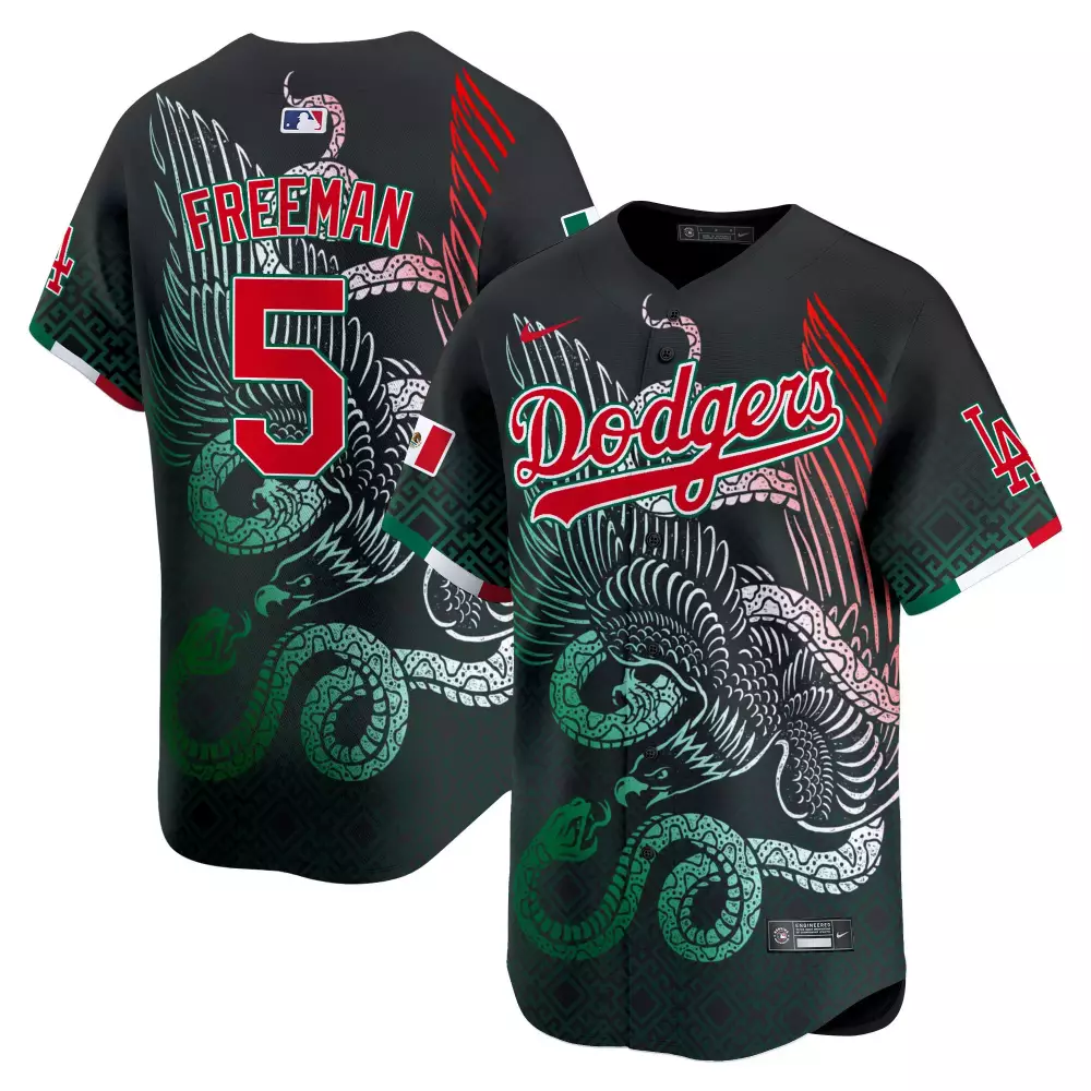 Freddie Freeman 5 Dodgers Jersey Black Mexican National Day Men Graphic Custom Design
