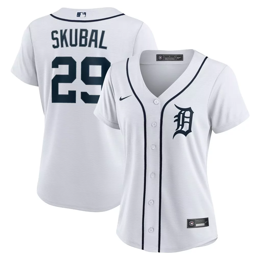 Tarik Skubal 29 Detroit Tigers Jersey White Men Navy Home Replica