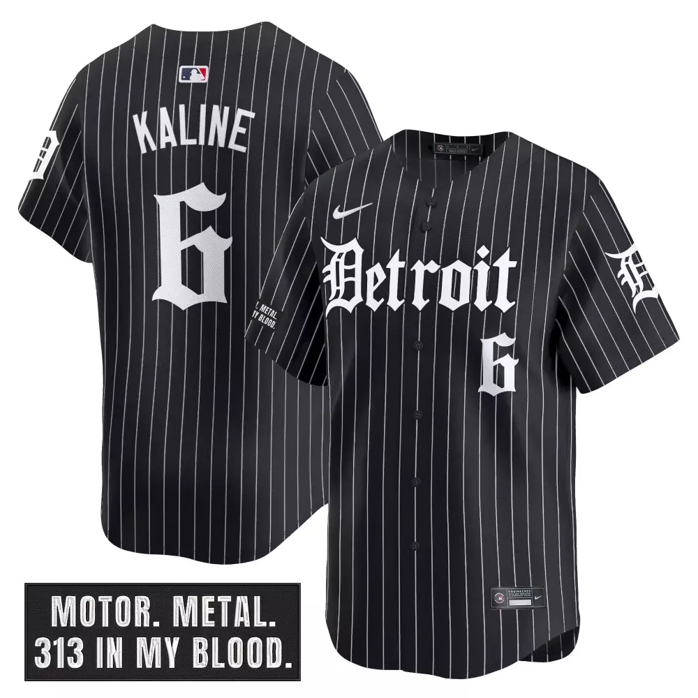 Kaline Motor 6 Detroit Jersey Black Men White Vapor Stitched