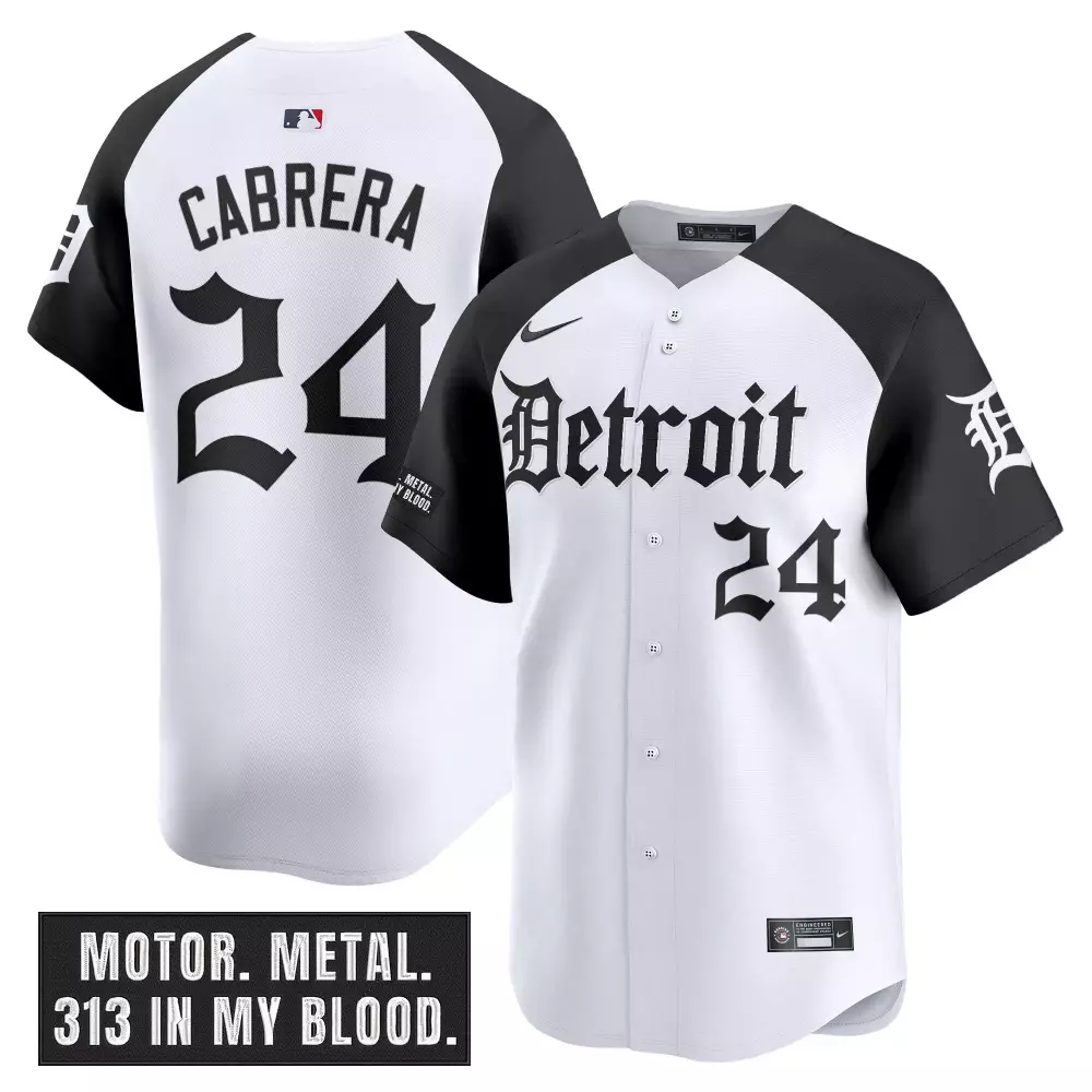 Miguel Cabrera 24 Detroit Tigers Jersey White Motor City Men Black Vapor
