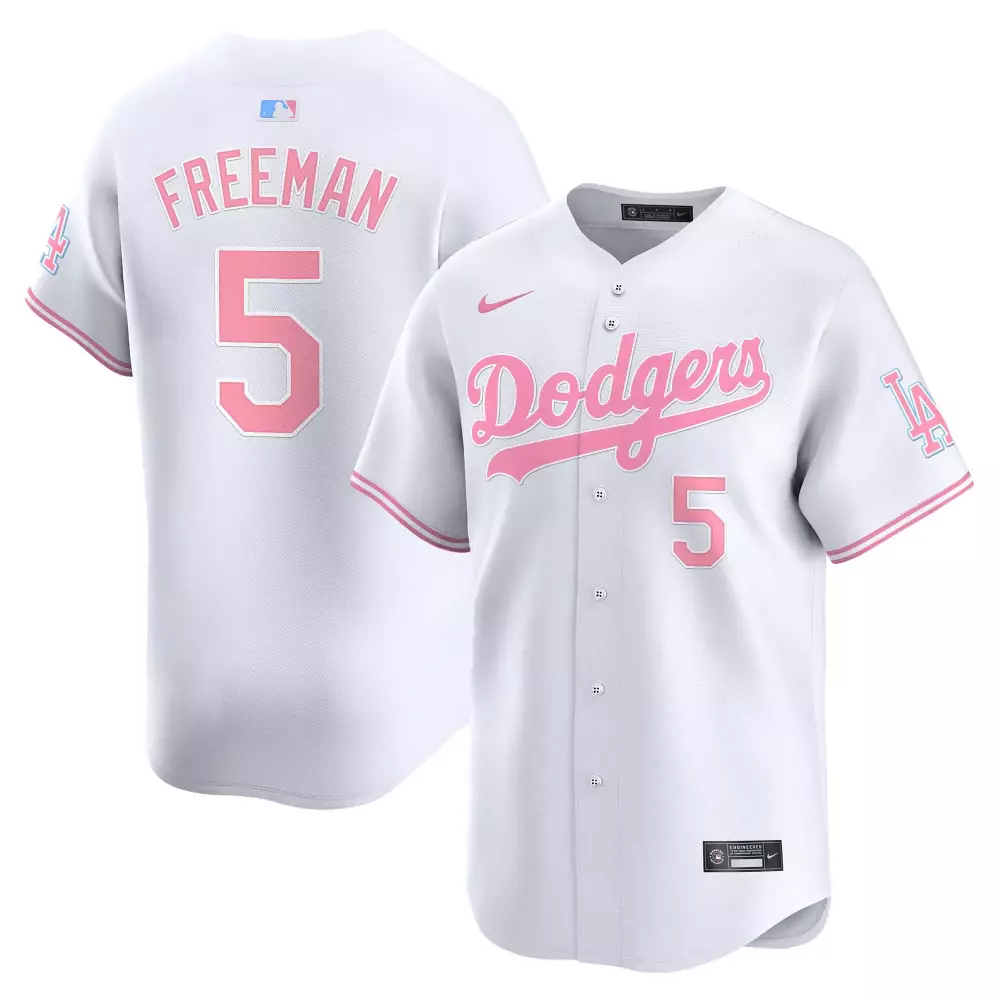 Freddie Freeman 5 Dodgers Jersey White Men Alternate Pink Unisex Vapor Premier Limited