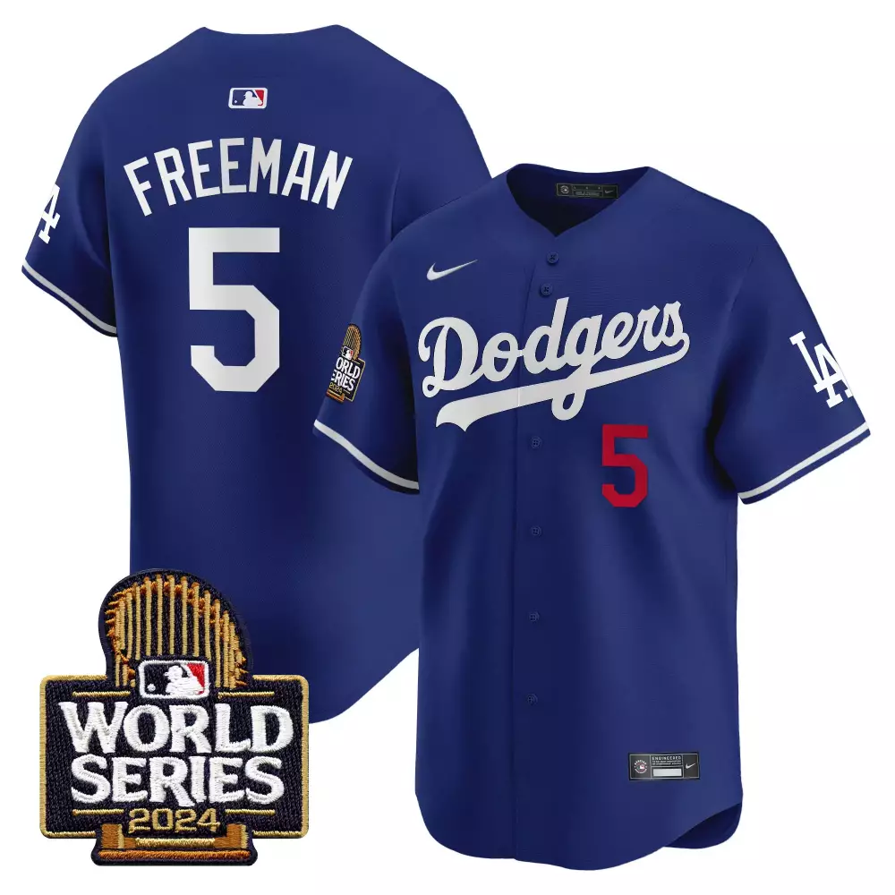 Freddie Freeman 5 Dodgers Jersey Blue World Series 2024 Men White Red Vapor Premier
