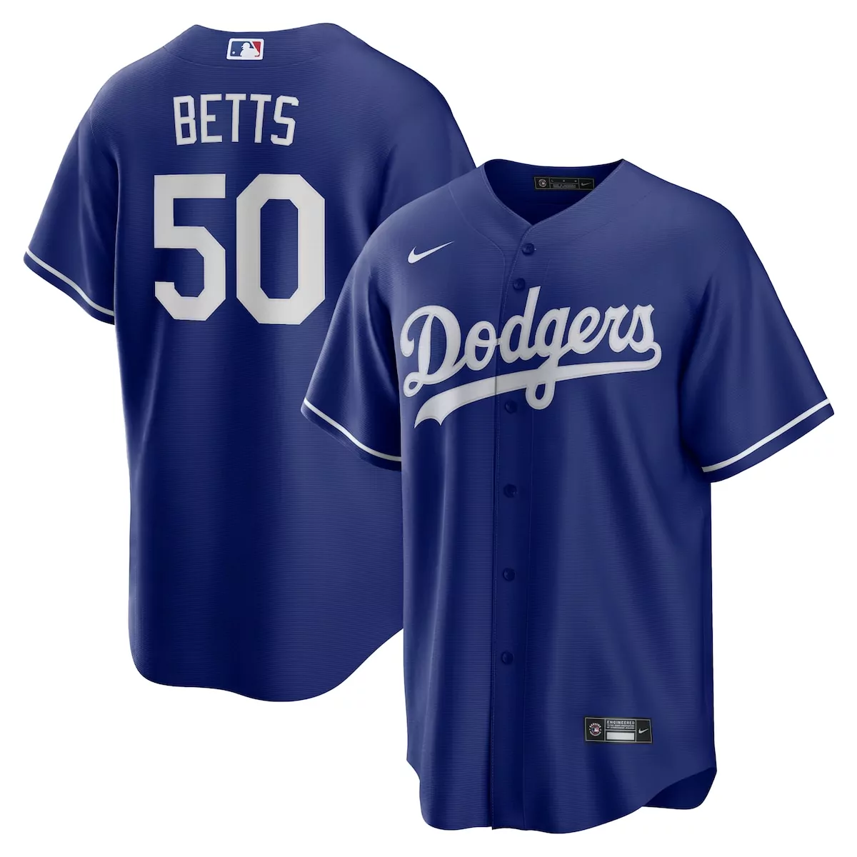 Mookie Betts 50 Dodgers Jersey Royal Blue Men White Alternate