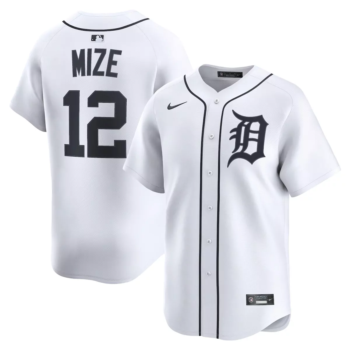 Casey Mize 12 Detroit Tigers Jersey White Men Black Home Limited