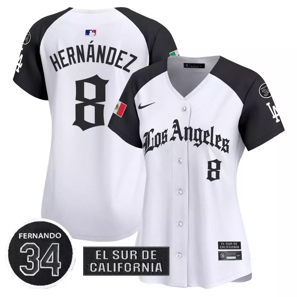 Tejanos El 8 Los Angeles Dodgers Jersey White City Connect Mexican Flag Sur De California