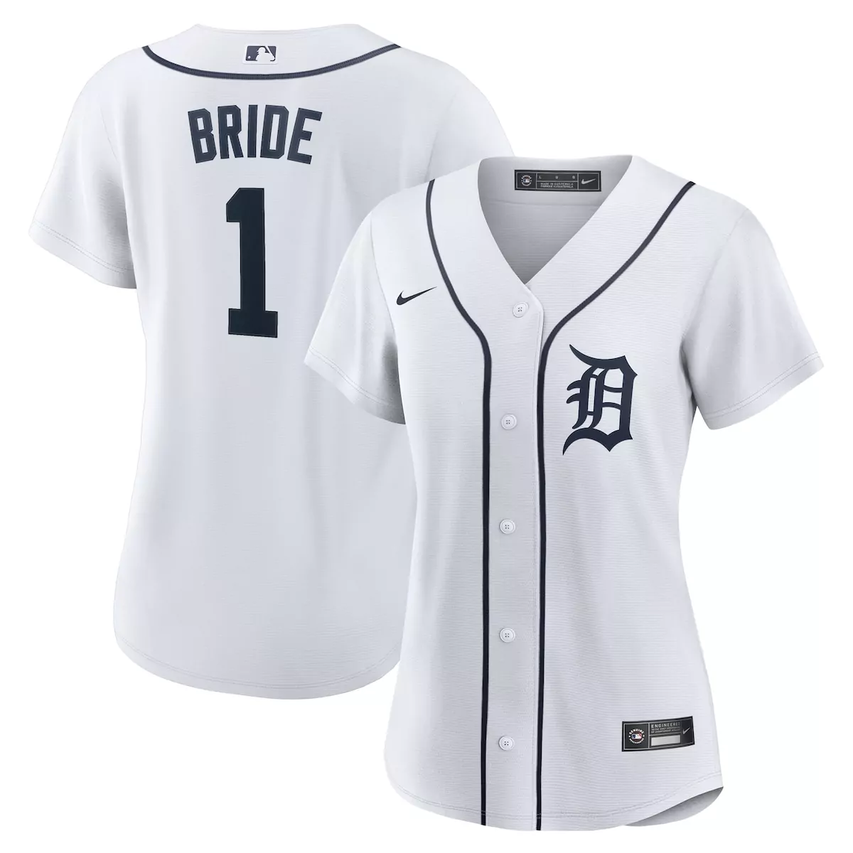 Bride 1 Detroit Tigers Jersey White Women Navy Home